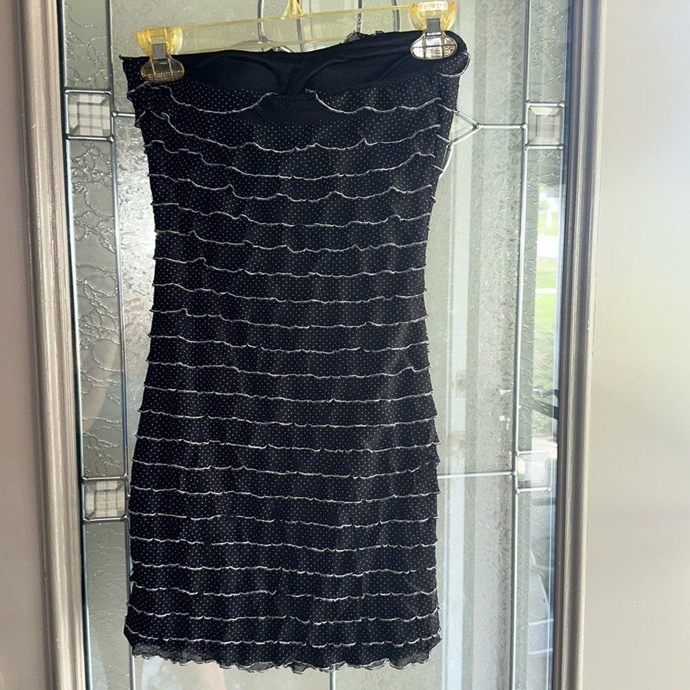 Small Charlotte Russe strapless Black polka dot dress
